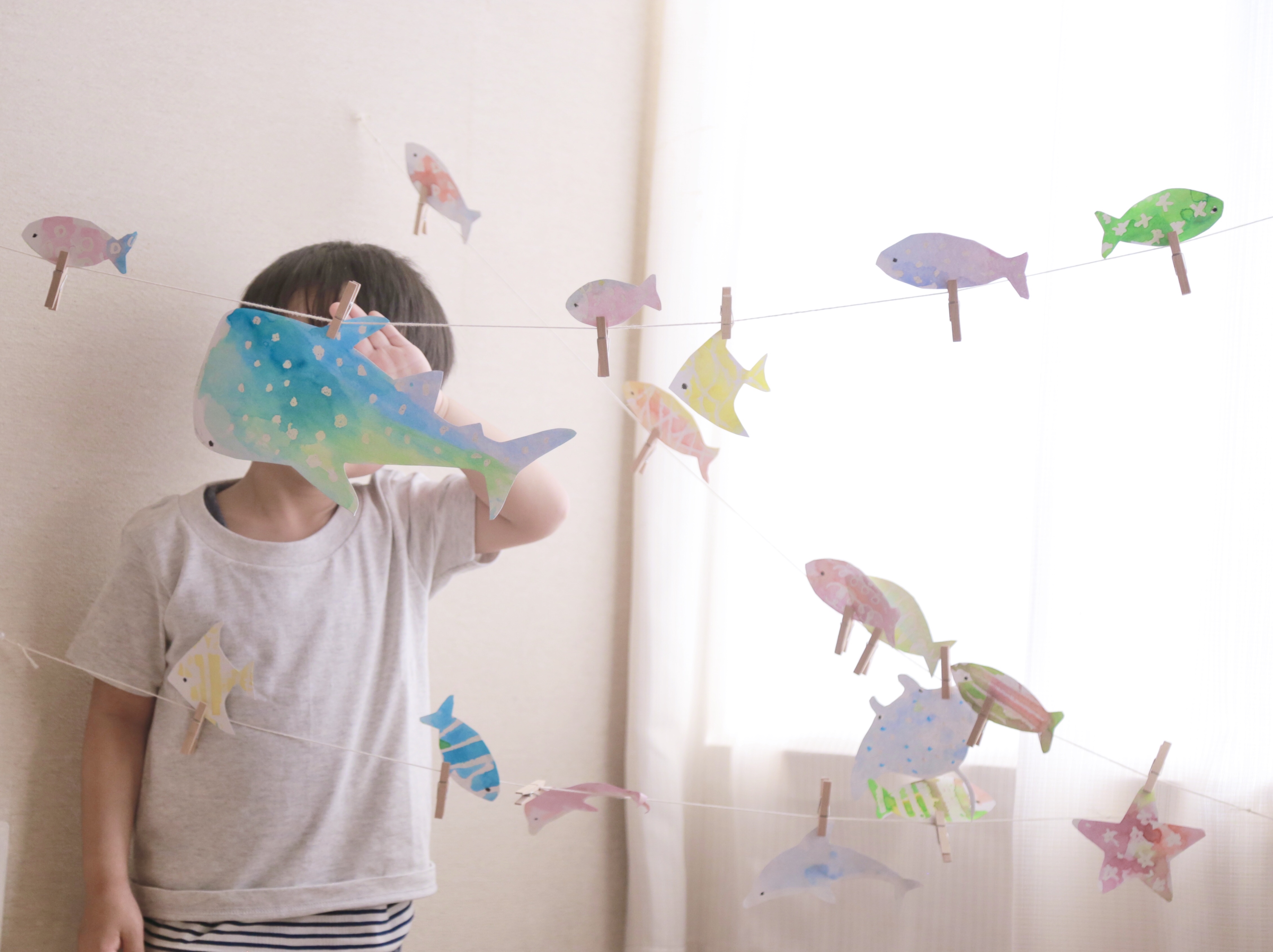 はじき絵でおうち水族館 お魚たちの型紙データ配布 Hinatani Kimito